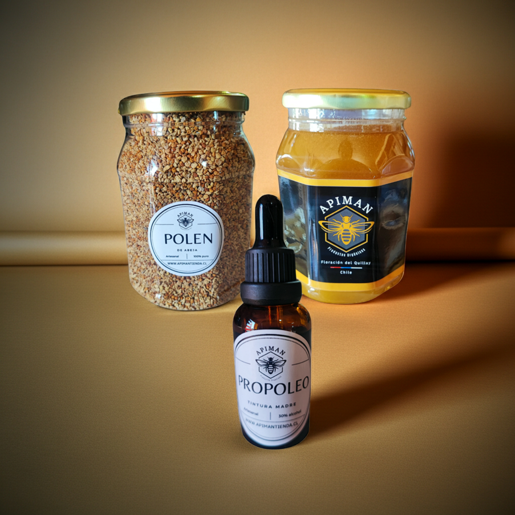 Polen de abeja, miel y propóleo ApiMan: los tres productos de la colmena