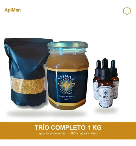Trío completo polen miel propóleo ApiMan